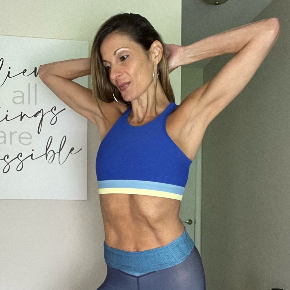 Blue Sports Bra Intimates Moisture-Wicking